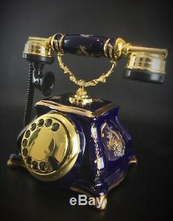 Rare modèle de téléphone vintage de style art nouveau en porcelaine de Limoges