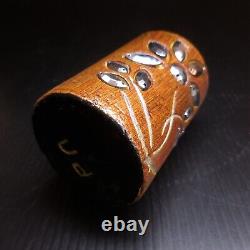 Récipient vide-poche miniature bijou bois fleur vintage art nouveau marron N7307