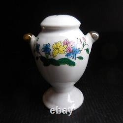 Salière céramique porcelaine blanc or fin fleur vintage art nouveau table N7424