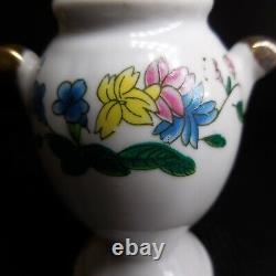 Salière céramique porcelaine blanc or fin fleur vintage art nouveau table N7424