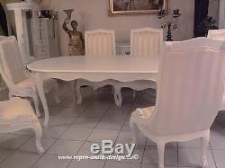 Salle à Manger Ensemble A à Chaise Blanc Baroque Style Vintage Art Neuf