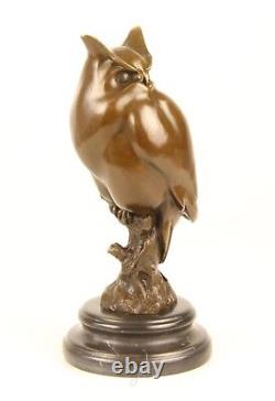 Sculpture Waldohreule Bronze Noble Top Vintage Cadeau Aufstellfigur Figurine