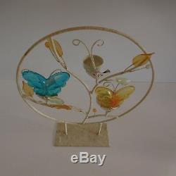 Sculpture bougeoir chandelier métal verre art nouveau vintage art-déco fait main