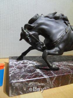 Statue en bronze cheval art nouveau deco! Vintage horse bronze on marble base