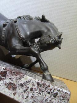 Statue en bronze cheval art nouveau deco! Vintage horse bronze on marble base