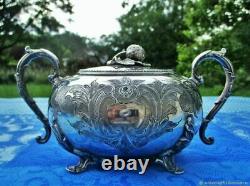Sucrier ancien Fraise XIXème siècle argenture Art Nouveau Antique sugar bowl Fra
