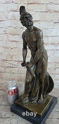 Superbe Style Art Nouveau Vintage Pierre Spolia Opima Romain Soldat Bronze Solde