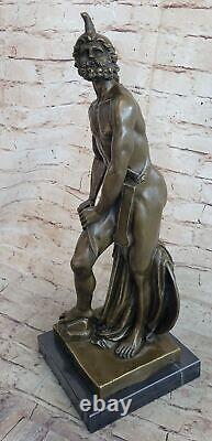 Superbe Style Art Nouveau Vintage Pierre Spolia Opima Romain Soldat Bronze Solde