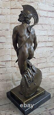 Superbe Style Art Nouveau Vintage Pierre Spolia Opima Romain Soldat Bronze Solde