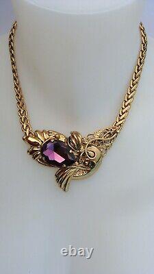Superbe collier Vintage Italian designer Mony Art Necklace gold tone stone RARE