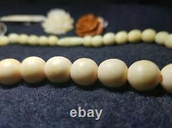 TB lot bijoux vintage collier perles en ivoire, cf. Art deco nouveau