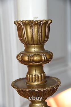 Tall Quality Vintage Table Lamp Cast Metal Art Nouveau Painted Gold 35 H Vgc
