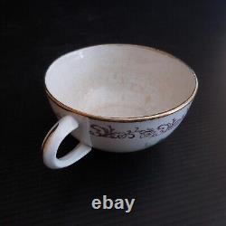 Tasse porcelaine opaque céramique ronde vintage art nouveau déco France N3967