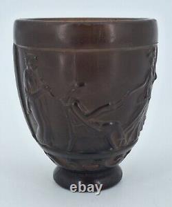 Vase verre moulé teinté prune art nouveau Georges de Feure design vintage
