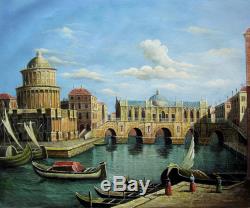 Venise vintage 51 x 61cm étiré peinture huile toile art décoration murale 002