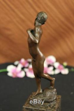 Vintage 100% Bronze Massif Garçon Fonte Statue Art Déco Sculpture Figurine Décor