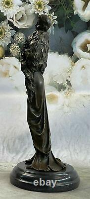 Vintage 1920 `S Art Déco Nouveau Français Bronze Femme Danseuse Statue sur Base