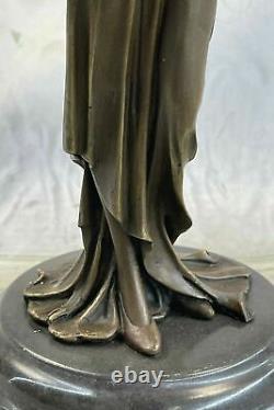 Vintage 1920 `S Art Déco Nouveau Français Bronze Femme Danseuse Statue sur Base