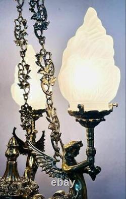 Vintage Art Deco Nouveau Mermaid Suspendu Plafonnier Lumière Lustre Lampe