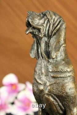 Vintage Art Déco Solide Fonte Bronze Chien / de Chasse Figurine Marbre