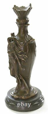 Vintage Art Nouveau Bronze Signé Cheret Nymphe Déesse Statue Sculpture Solde