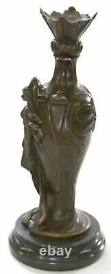 Vintage Art Nouveau Bronze Signé Cheret Nymphe Déesse Statue Sculpture Solde