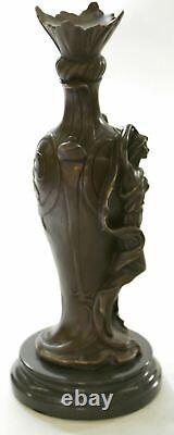 Vintage Art Nouveau Bronze Signé Cheret Nymphe Déesse Statue Sculpture Solde