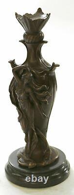 Vintage Art Nouveau Bronze Signé Cheret Nymphe Déesse Statue Sculpture Solde