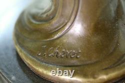 Vintage Art Nouveau Bronze Signé Cheret Nymphe Déesse Statue Sculpture Solde