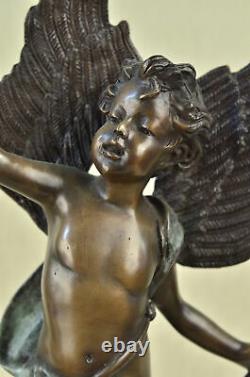 Vintage Art Nouveau Figuratifs Bronze Angelot Cupidon Statue 24 Sculpture