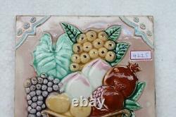 Vintage Art Nouveau Majolique Beau & Véritable Fruit Panier Carreau Japon NH4225