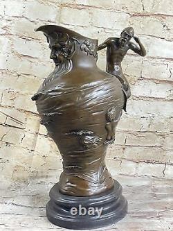 Vintage Art Nouveau Moreau Chair Sirène Deux Couleur Doré Bronze Vase Affaire