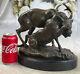 Vintage Art Nouveau P. J Mene Bronze Lion Et Renne Fonte Décor Maison Sculpture