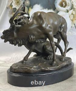 Vintage Art Nouveau P. J Mene Bronze Lion Et Renne Fonte Décor Maison Sculpture