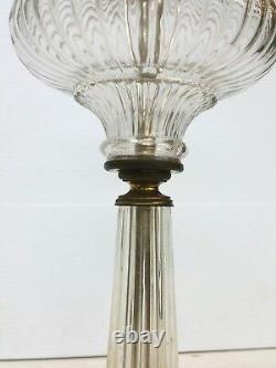 Vintage Art Nouveau Style Verre Et Ferronnerie Lampe WithMarbre Base