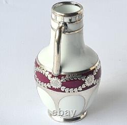 Vintage Art Nouveau Vase avec Argent Superposition Rosenthal Porcelaine À 1910