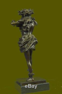 Vintage Bronze Coloré Métal Hawaïen Hula Dancer, Mouvement Fonte Figurine Art
