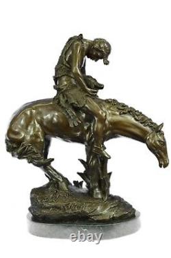 Vintage Bronze/Fonte Fin De The Trail Indien Sur Cheval Art Nouveau Vitaleh