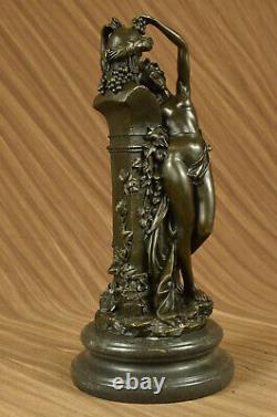 Vintage Bronze Statue / Sculpture De Satyre Avec Nymphe Art Déco Érotique Lrg