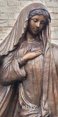 Vintage Bronze Style Art Nouveau Jesus Mary Catholique Icon Fonte Sculpture