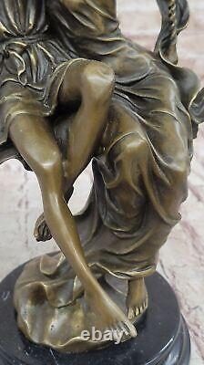 Vintage Cesaro Signée Bronze Sculpture Balançant Mâle & Femelle Art Nouveau