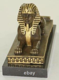Vintage Européen Finery Art Déco Égyptien Revival Bronze Sphinx Serre-Livre Lrg