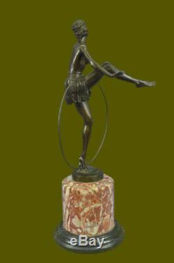 Vintage Français Hot Peint Bronze Art Nouveau Danseuse Dame Figurine Sculpture