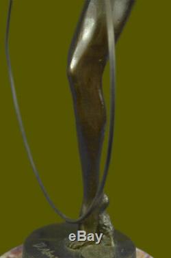 Vintage Français Hot Peint Bronze Art Nouveau Danseuse Dame Figurine Sculpture
