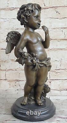 Vintage Français Style Art Nouveau Bronze Sculpture De Winged Signée CM Moreau