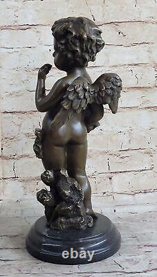 Vintage Français Style Art Nouveau Bronze Sculpture De Winged Signée CM Moreau