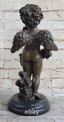 Vintage Français Style Art Nouveau Bronze Sculpture De Winged Signée CM Moreau