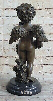 Vintage Français Style Art Nouveau Bronze Sculpture De Winged Signée Moreau