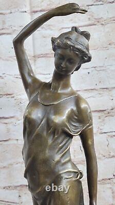 Vintage Français Style Art Nouveau Moreau Bronze Sculpture Fonte Nu Maiden Ouvre