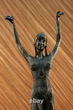 Vintage Grand Art Déco Dancer Dimitri Chiparus Bronze Sculpture Signé Figurine
